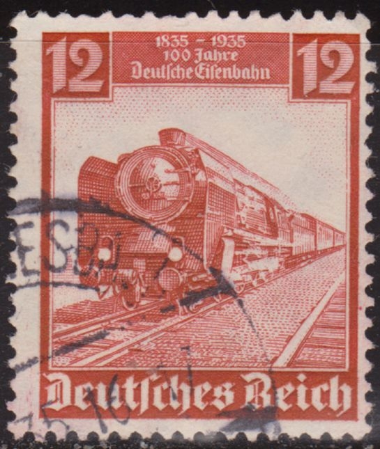 Alemania 1935 Scott 460 Sello º Centenario Tren Aguila 12 Deutsches Reich Allemagne Duitsland Germania Germany Alemagne Deutschland